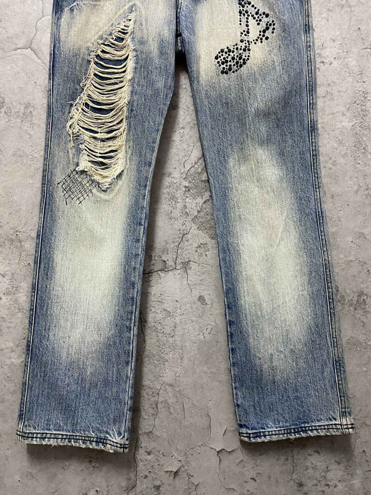 Designer × Japanese Brand Candy Stripper Harajuku Distressed Studded Denim Pants Size US 31 - 7 Thumbnail