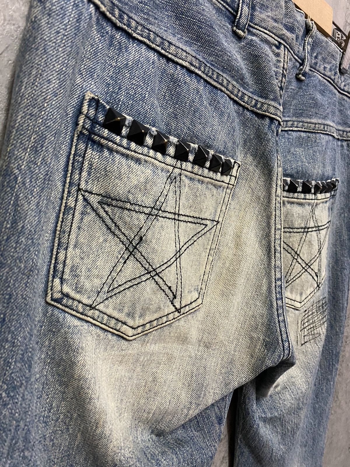 Designer × Japanese Brand Candy Stripper Harajuku Distressed Studded Denim Pants Size US 31 - 16 Thumbnail