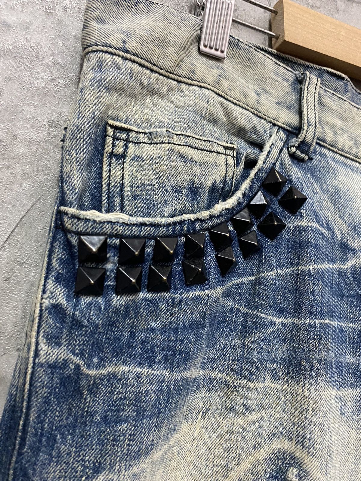 Designer × Japanese Brand Candy Stripper Harajuku Distressed Studded Denim Pants Size US 31 - 6 Thumbnail