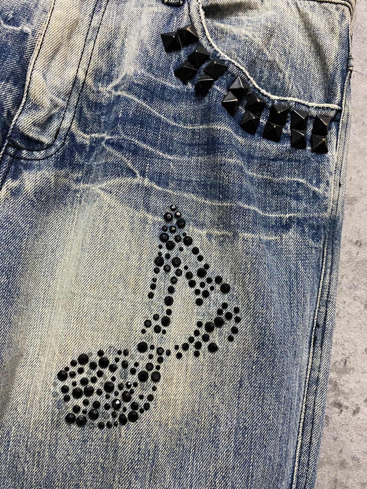 Designer × Japanese Brand Candy Stripper Harajuku Distressed Studded Denim Pants Size US 31 - 8 Thumbnail