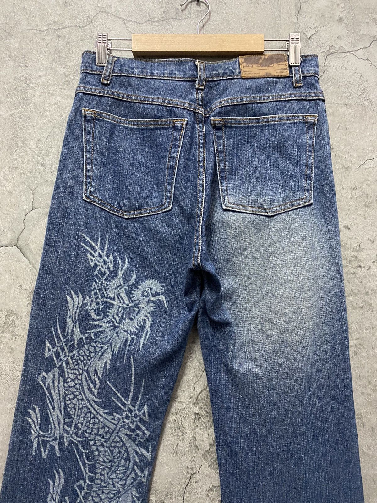Japanese Brand Vintage Krush Dragon Split Printed Flared Denim Pants Size US 28 / EU 44 - 9 Thumbnail