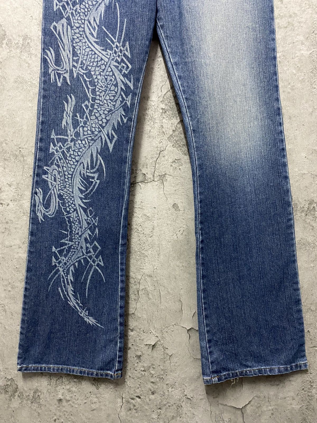 Japanese Brand Vintage Krush Dragon Split Printed Flared Denim Pants Size US 28 / EU 44 - 5 Thumbnail