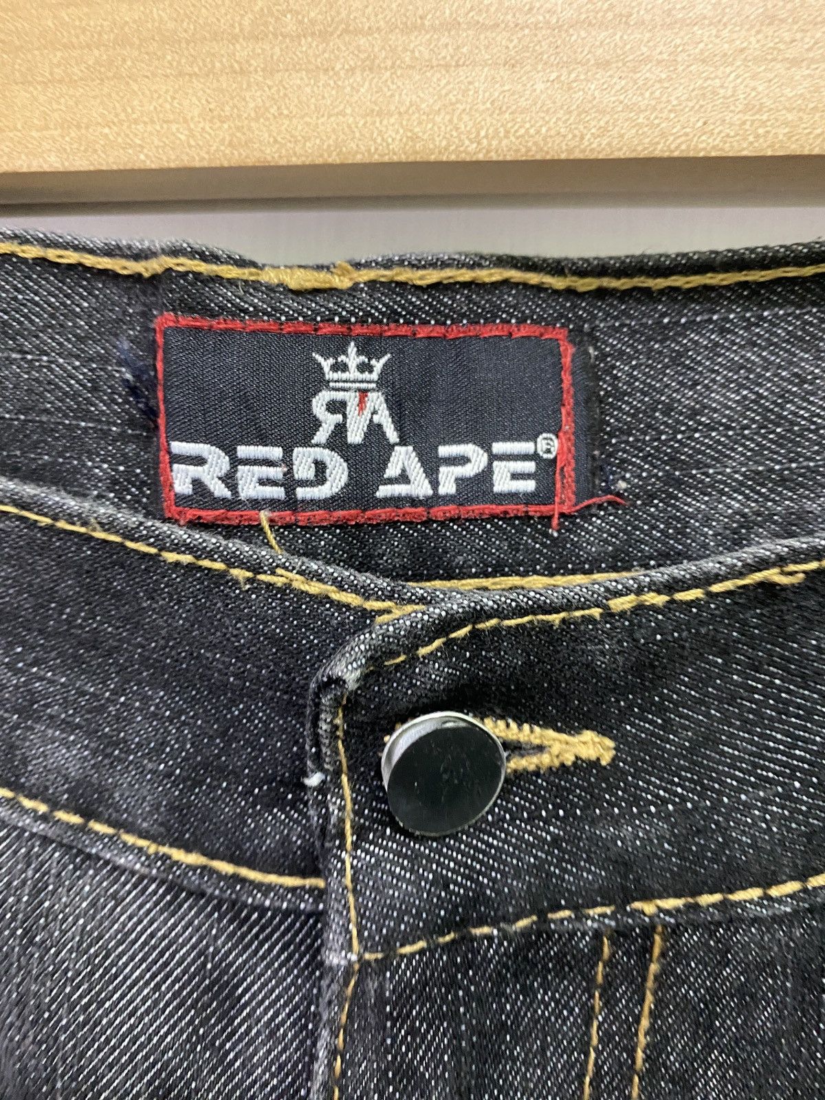 Designer × Vintage Vintage RED APE Double Knee Denim Size US 34 / EU 50 - 4 Thumbnail
