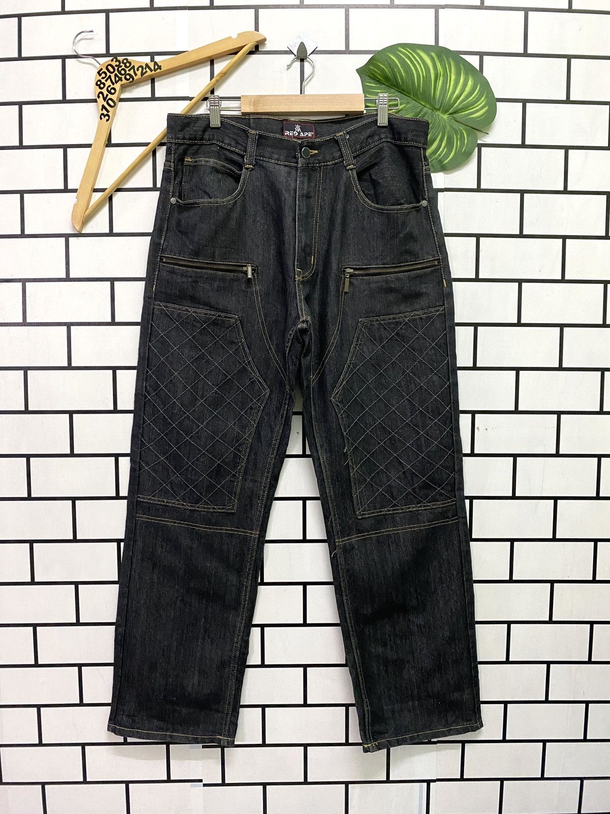 Designer × Vintage Vintage RED APE Double Knee Denim Size US 34 / EU 50 - 1 Thumbnail