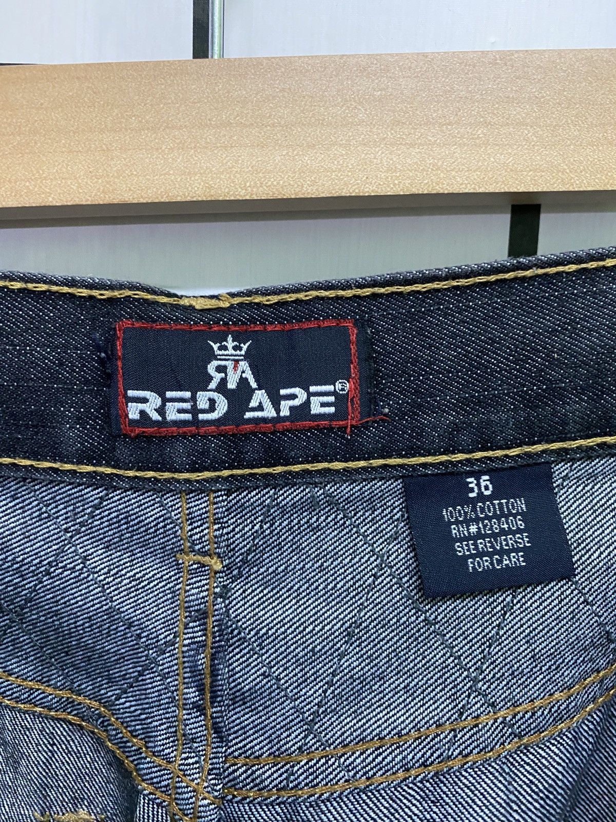 Designer × Vintage Vintage RED APE Double Knee Denim Size US 34 / EU 50 - 17 Thumbnail
