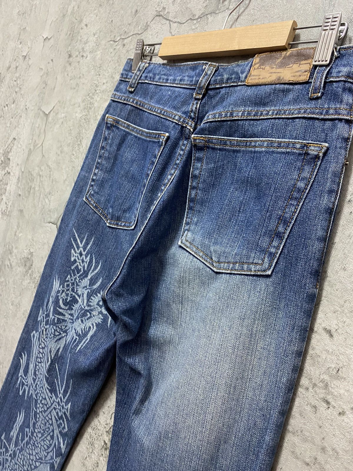 Beauty Beast Vintage Krush Dragon Split Printed Flared Denim Pants Size US 28 / EU 44 - 11 Thumbnail