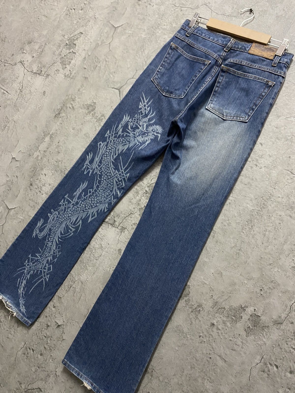 Beauty Beast Vintage Krush Dragon Split Printed Flared Denim Pants Size US 28 / EU 44 - 8 Thumbnail