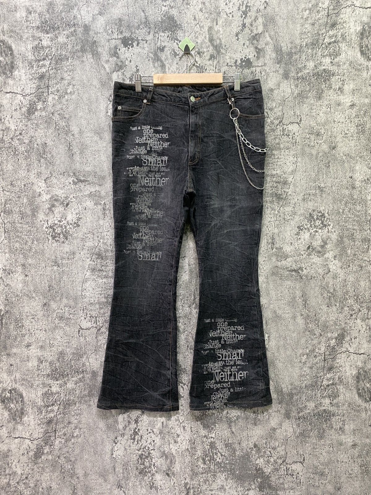 Japanese Brand × Vintage Unknown Japanese Brand Flared Poem Pants Size US 33 - 1 Thumbnail