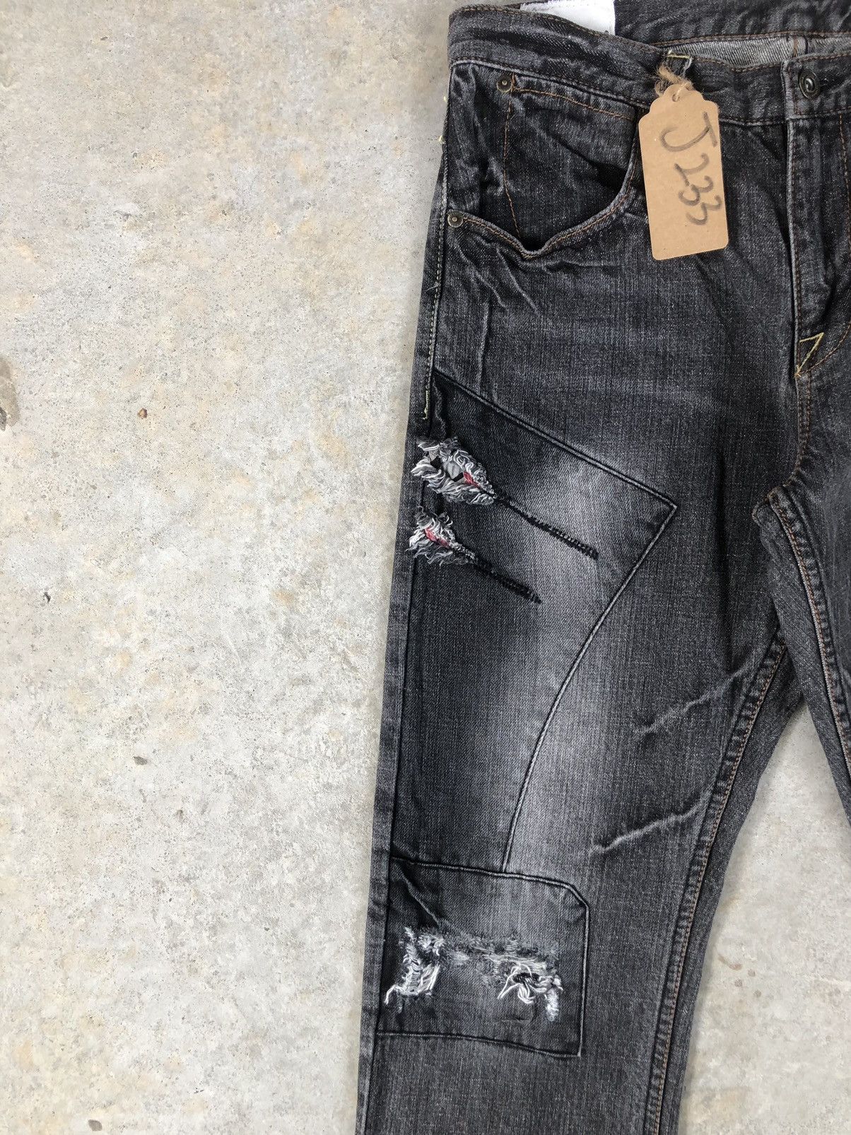 Who Decides War Japanese Steer Blue Patchwork Jeans Distressed Jeans Size US 32 / EU 48 - 4 Thumbnail
