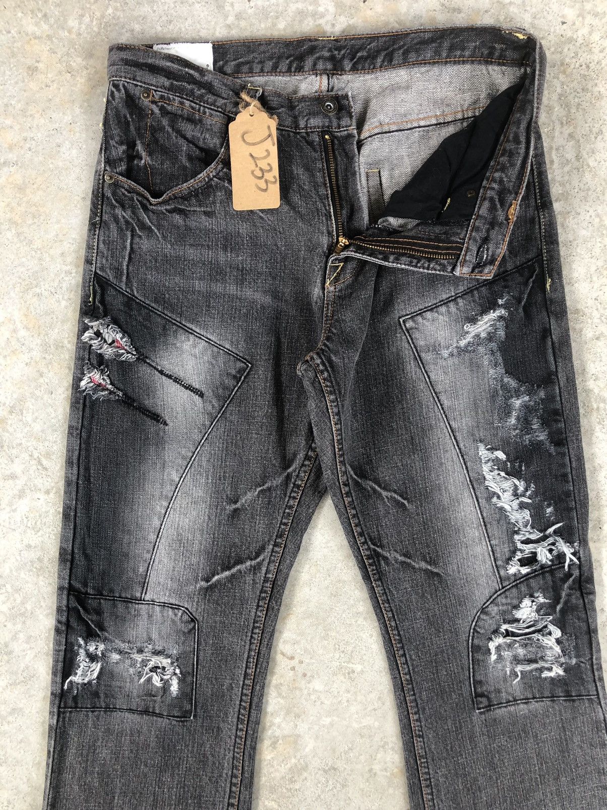 Who Decides War Japanese Steer Blue Patchwork Jeans Distressed Jeans Size US 32 / EU 48 - 3 Thumbnail
