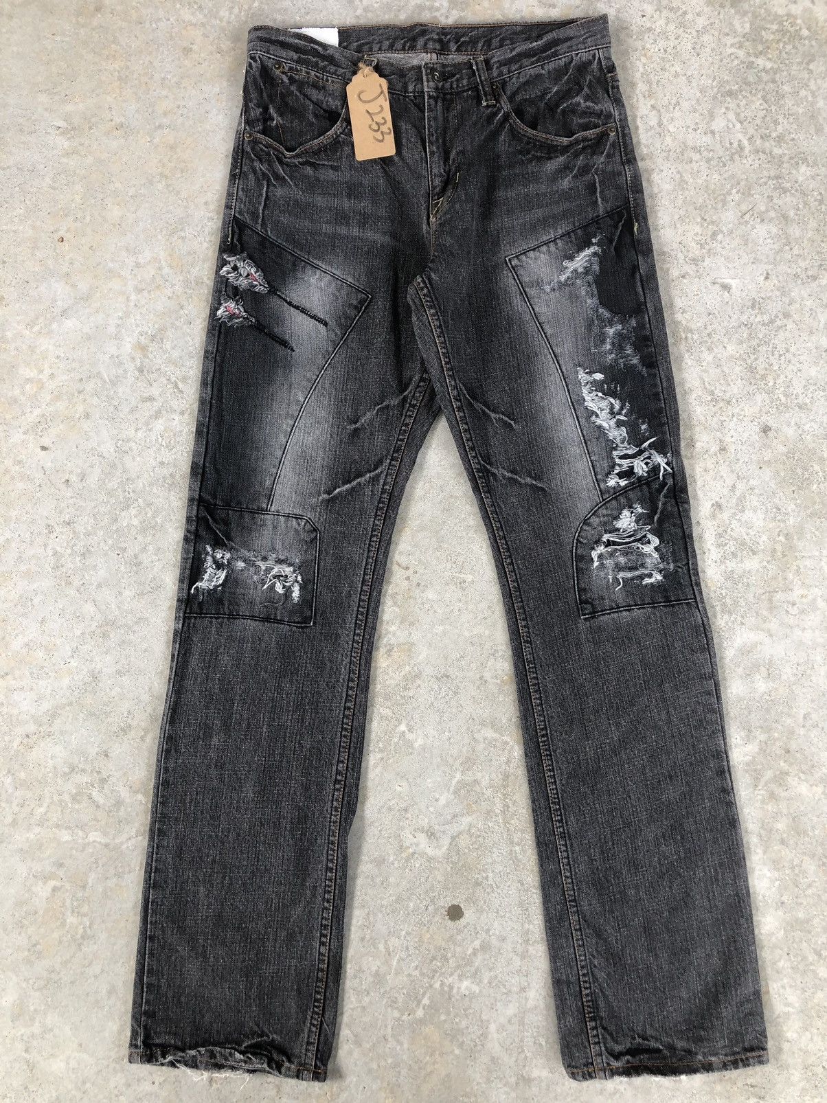 Who Decides War Japanese Steer Blue Patchwork Jeans Distressed Jeans Size US 32 / EU 48 - 1 Thumbnail