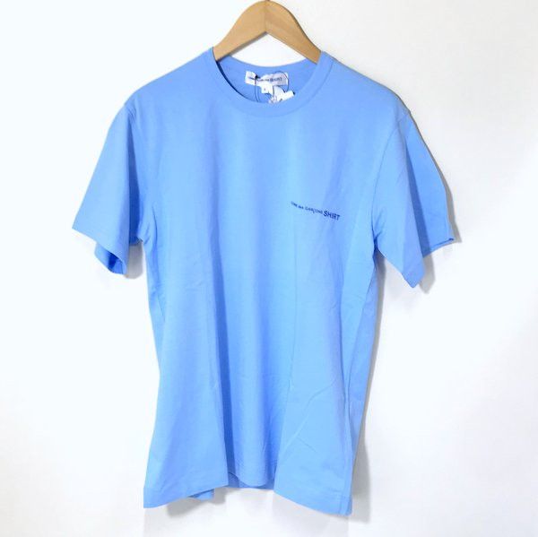 Short Sleeve T-Shirts Blue One Point Logo Crew Neck