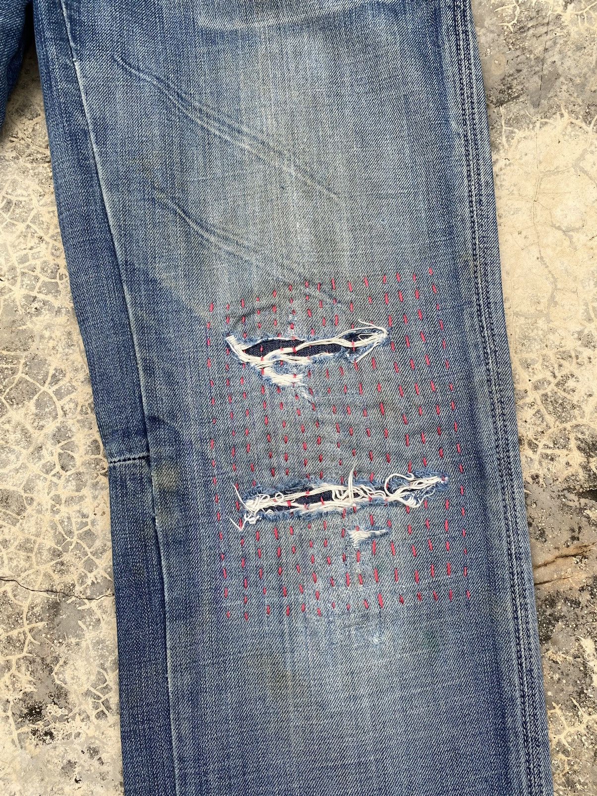 Japanese Brand Rework Vintage Bartack Boro Sashiko Stitch Pant Size US 30 / EU 46 - 4 Thumbnail