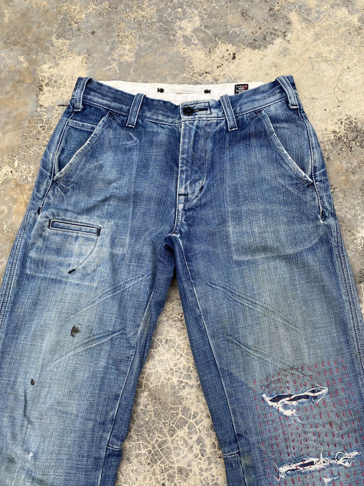 Japanese Brand Rework Vintage Bartack Boro Sashiko Stitch Pant Size US 30 / EU 46 - 3 Thumbnail
