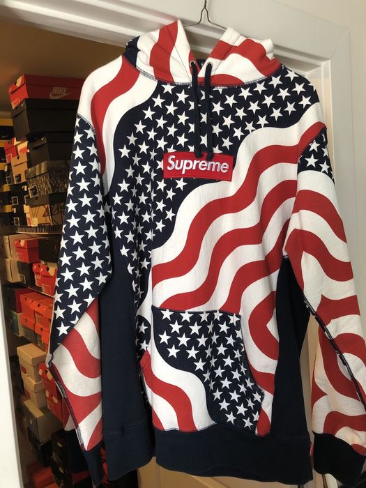 Supreme stars sale and stripes hoodie