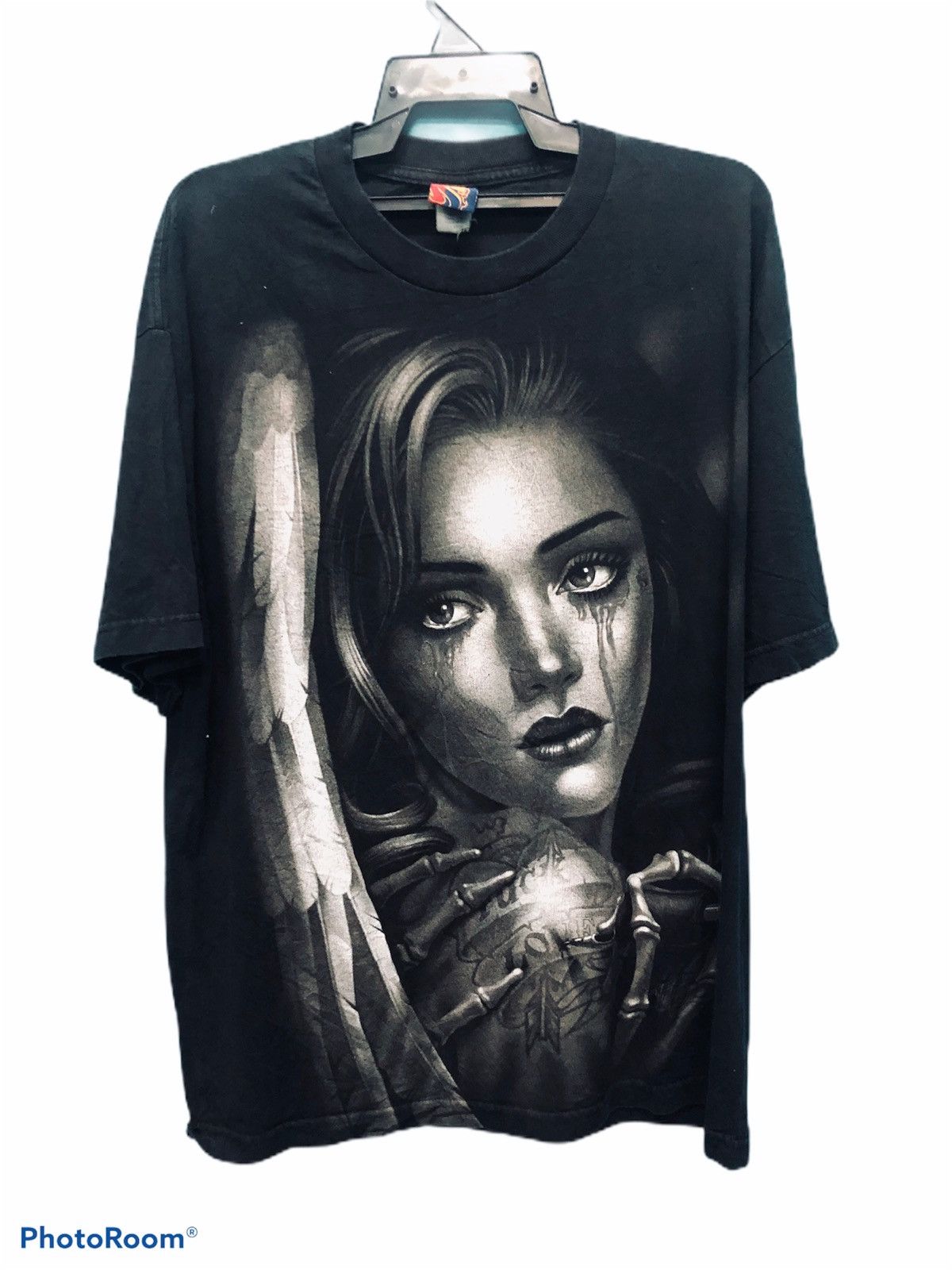 image of Native x Rap Tees Fuck Love 3D Image Tees in Black, Men's (Size 2XL)