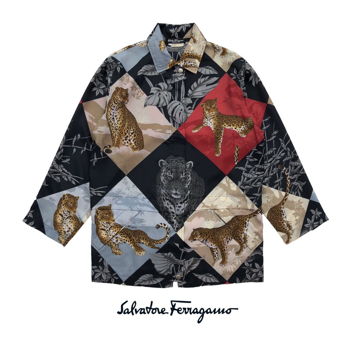 image of Salvatore Ferragamo Animal In Floral Printed Buttoned Shirt, Men's (Size Small)