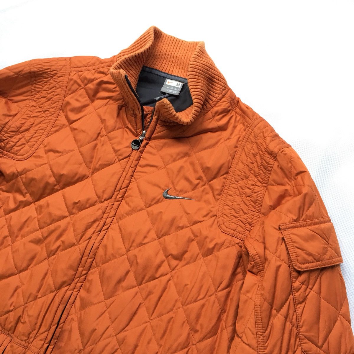 Nike × Vintage Nike Swoosh Puffer Quilted Zipper Vtg Jacket Size US M / EU 48-50 / 2 - 2 Thumbnail