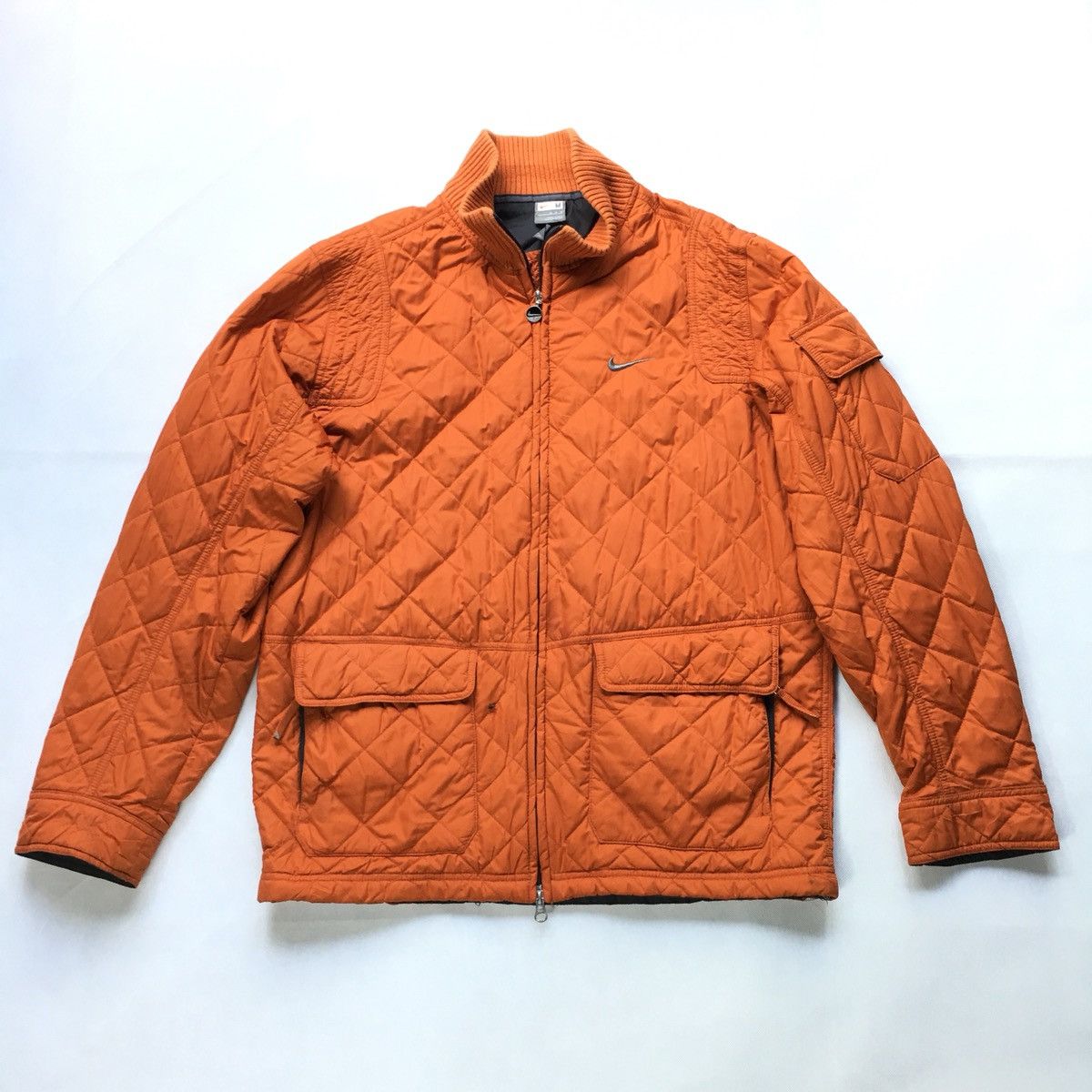 Nike × Vintage Nike Swoosh Puffer Quilted Zipper Vtg Jacket Size US M / EU 48-50 / 2 - 1 Thumbnail