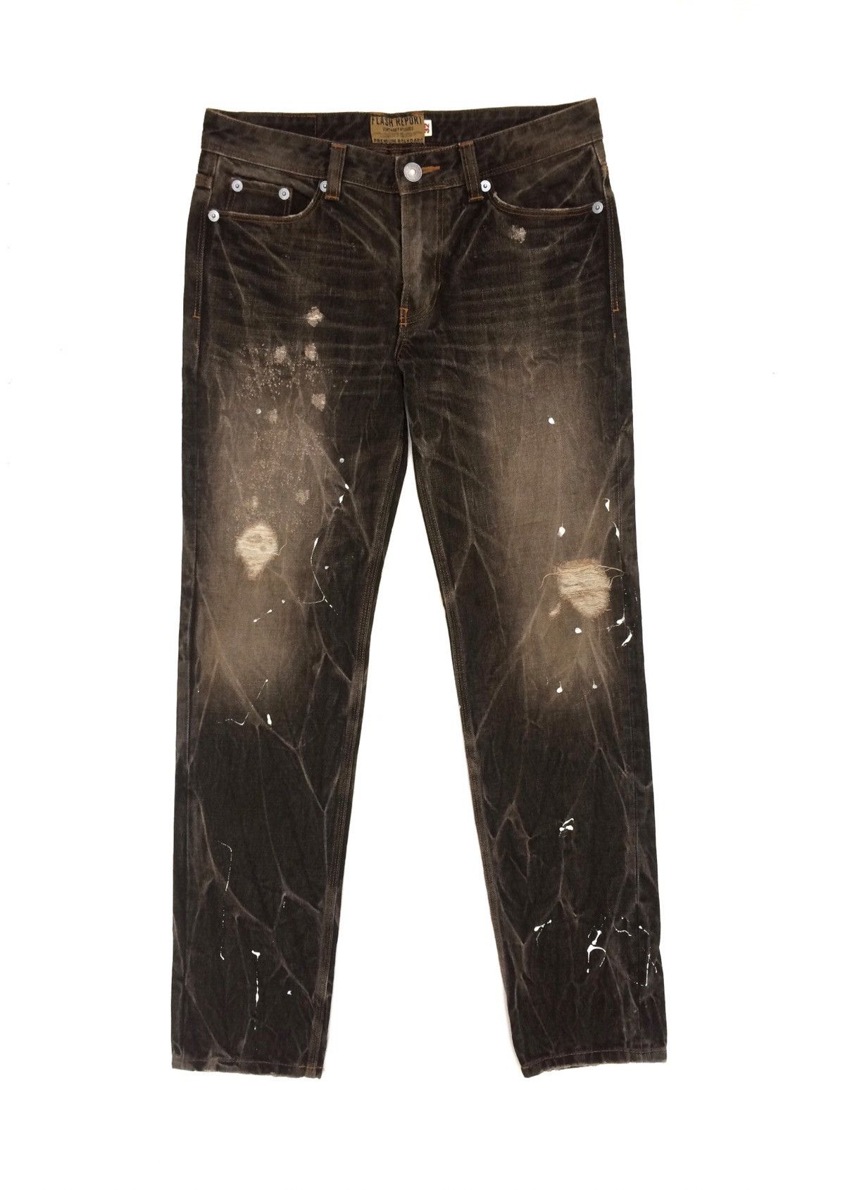 Japanese Brand Japanese brand Flash Report Distressed Denim Paint Jeans Size US 32 / EU 48 - 1 Thumbnail