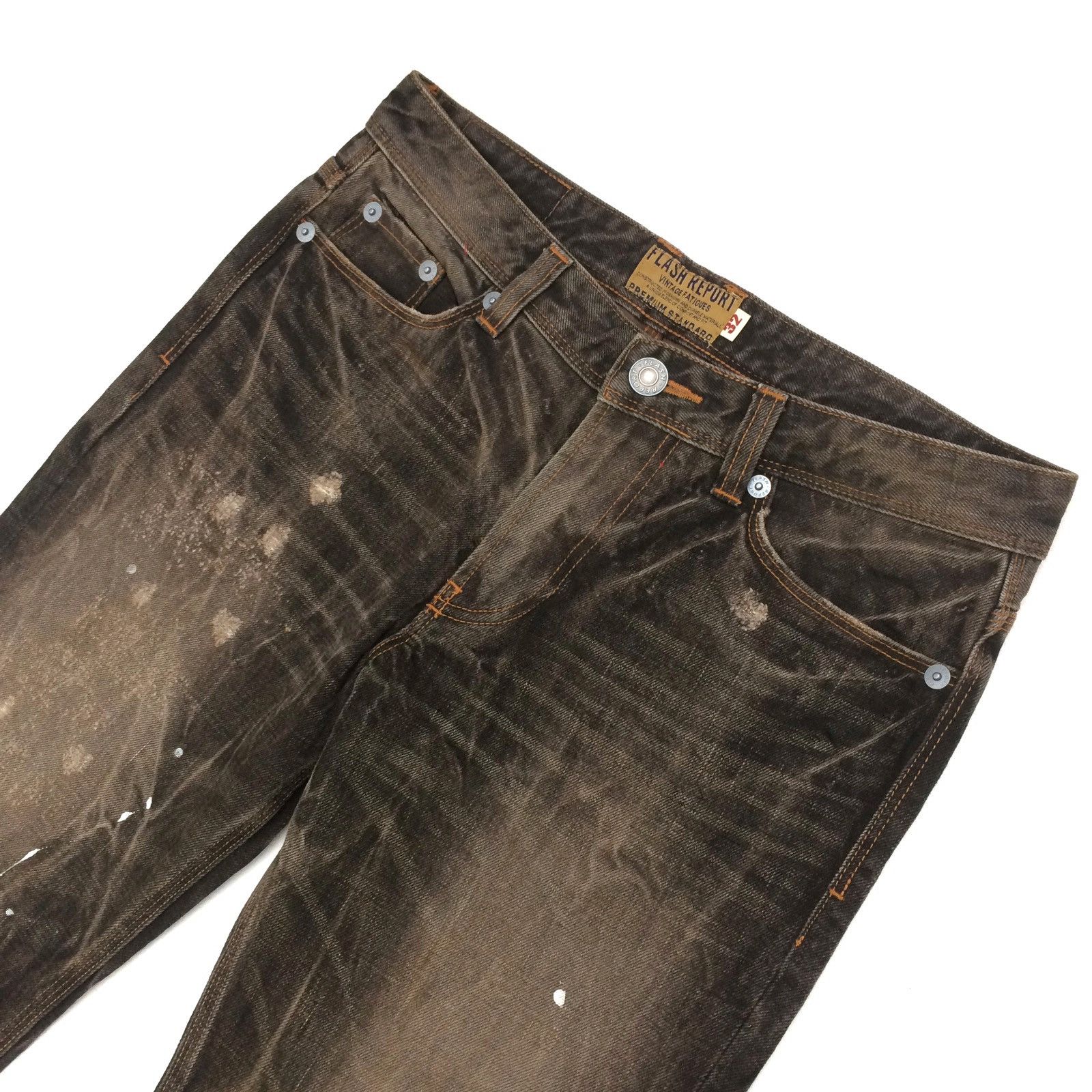 Japanese Brand Japanese brand Flash Report Distressed Denim Paint Jeans Size US 32 / EU 48 - 2 Thumbnail