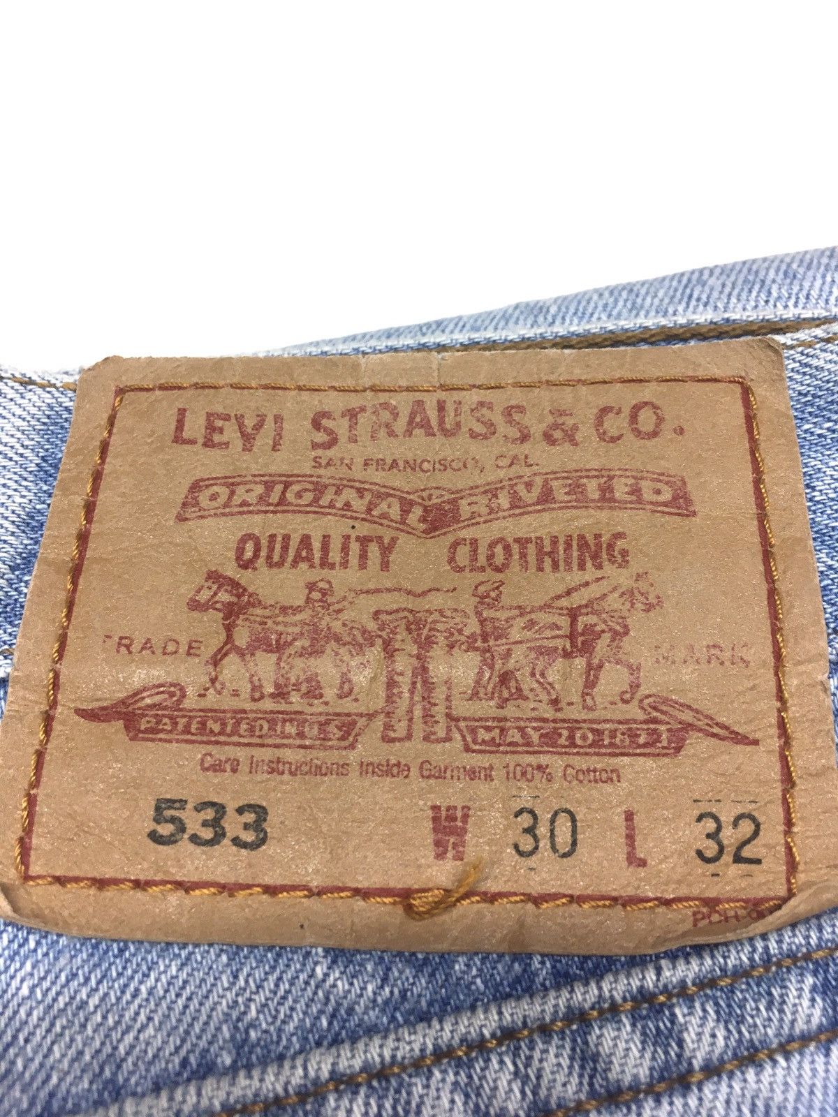 Levi's × Vintage Vintage 90s Levi’s 533 blue wash distressed denim Size US 29 - 12 Thumbnail
