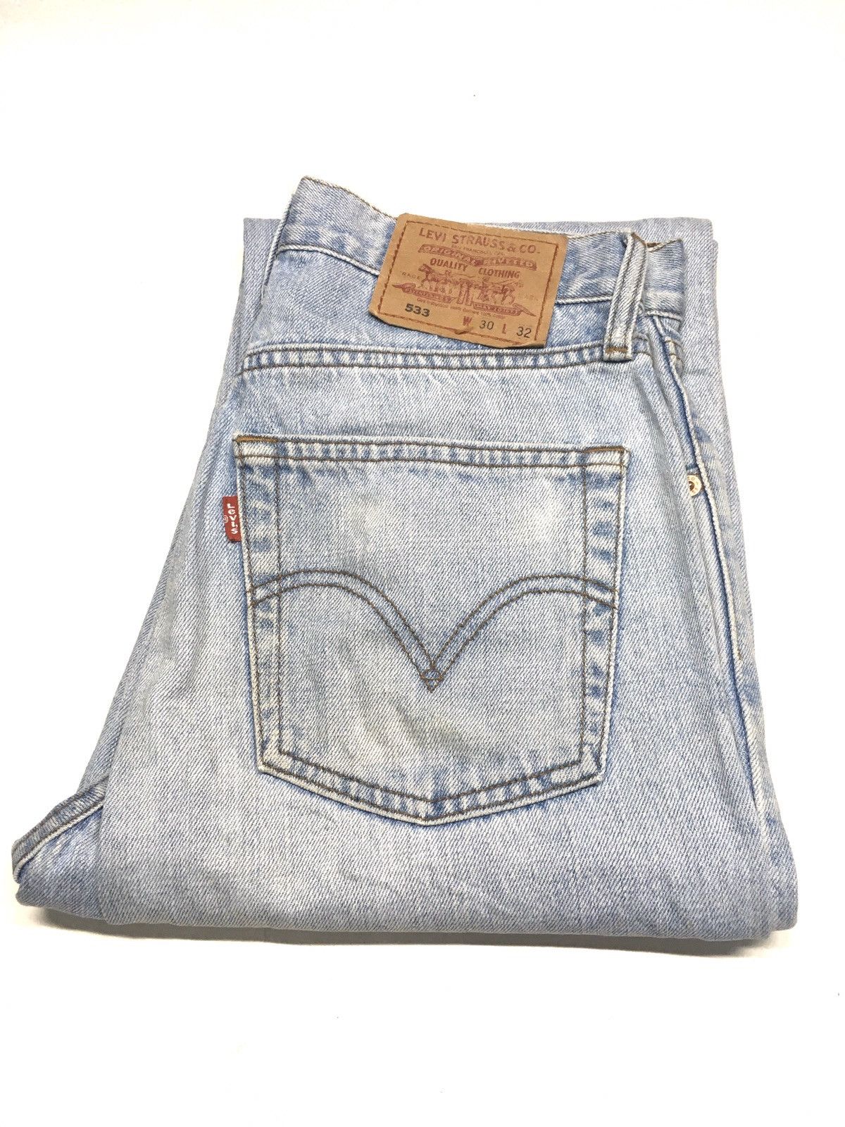 Levi's × Vintage Vintage 90s Levi’s 533 blue wash distressed denim Size US 29 - 1 Thumbnail