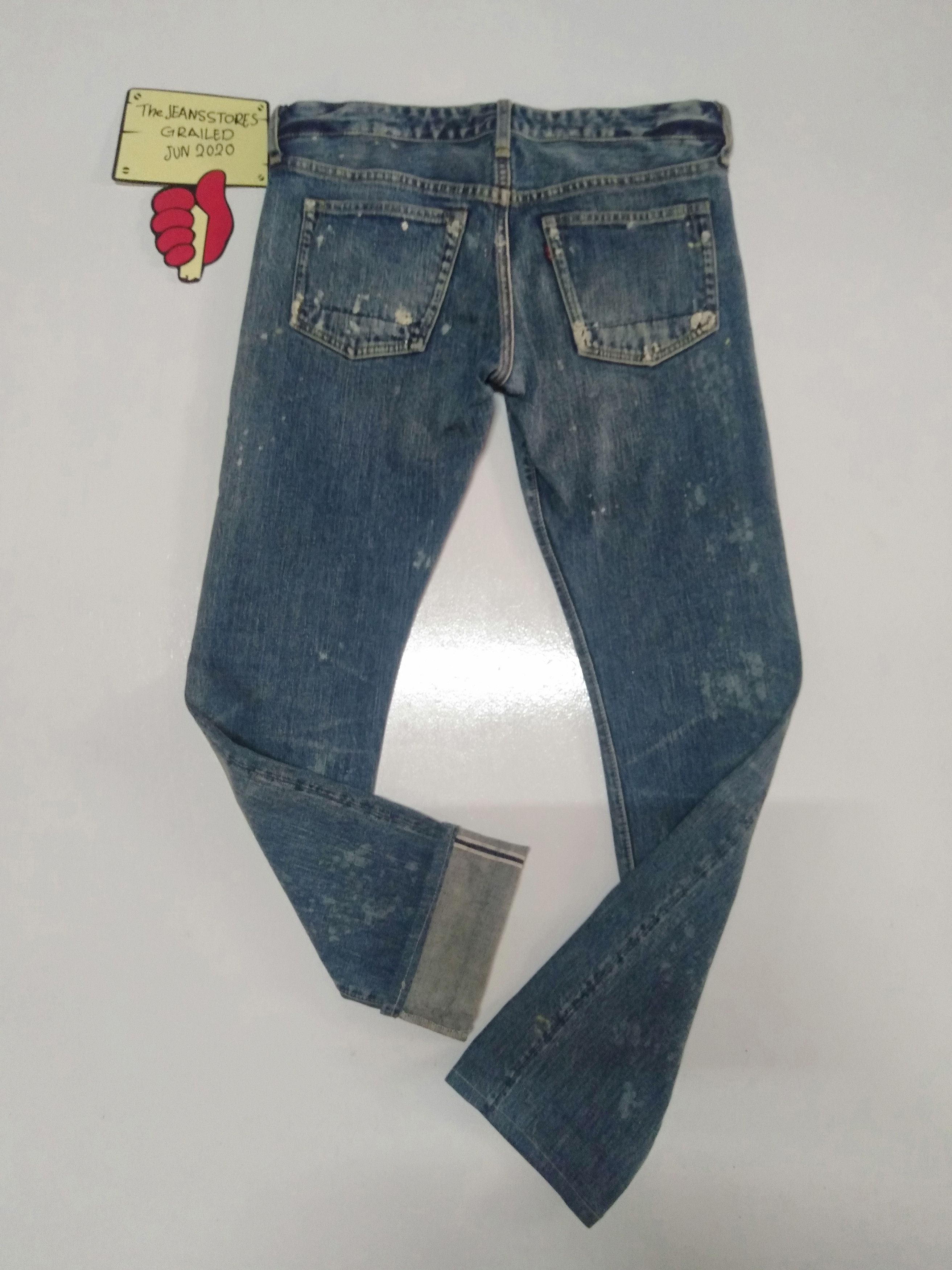 image of Distressed Denim x Hollywod Vintage Selvage Go To Hollywood Art Painting Skinny Fit in Blue (Size 3