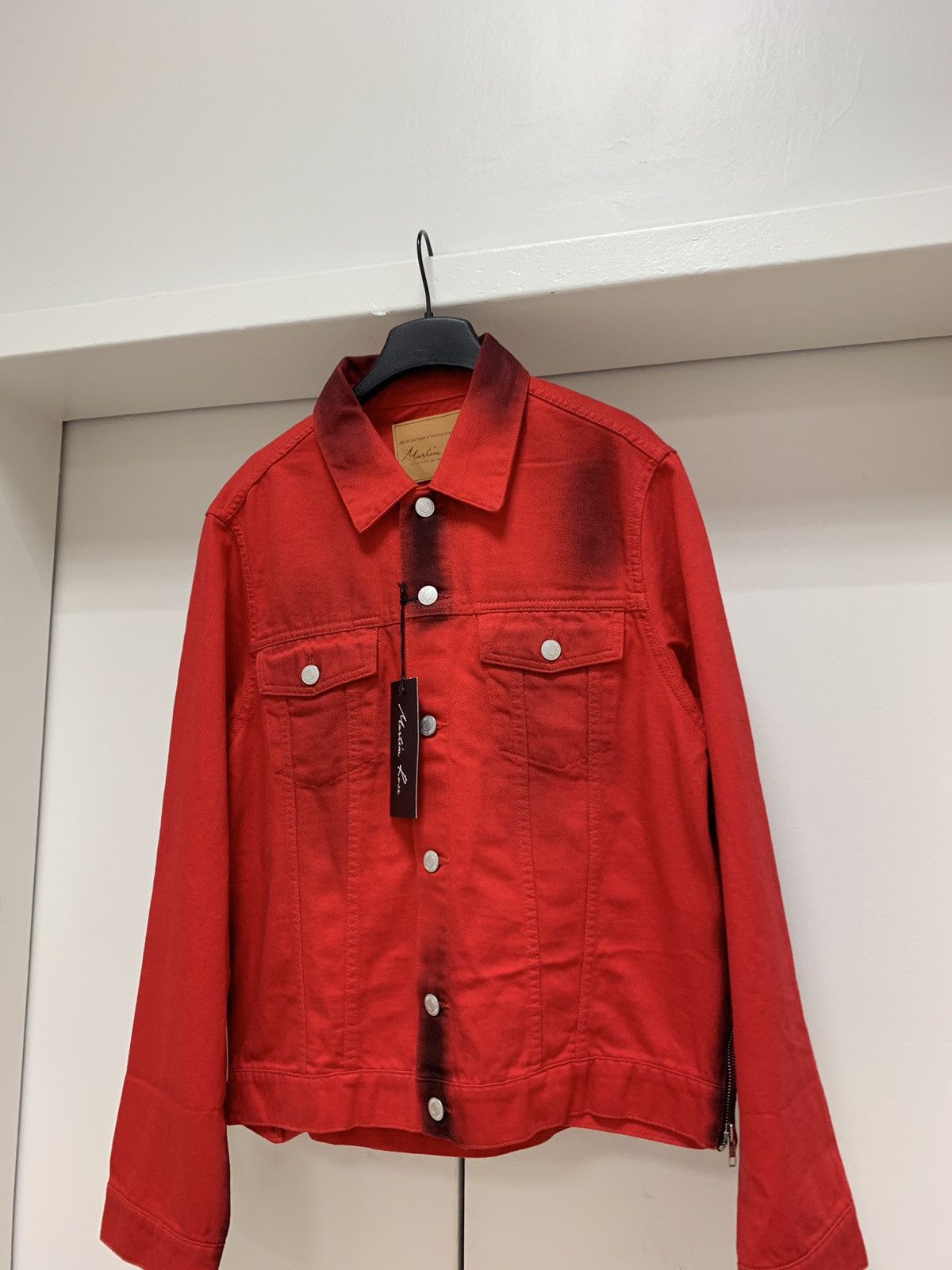 Martine Rose Zip Denim Jacket in Black / Red Size US XS / EU 42 / 0 - 2 Thumbnail