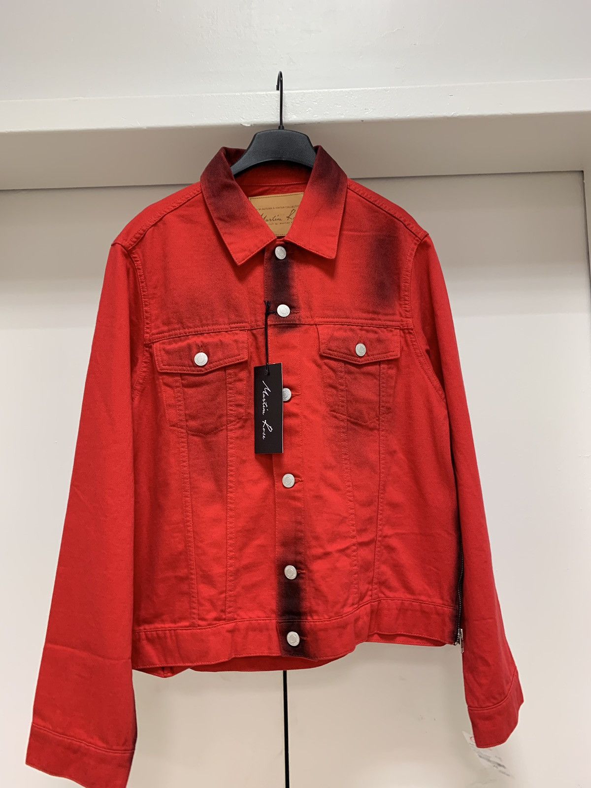 Martine Rose Zip Denim Jacket in Black / Red Size US XS / EU 42 / 0 - 3 Thumbnail