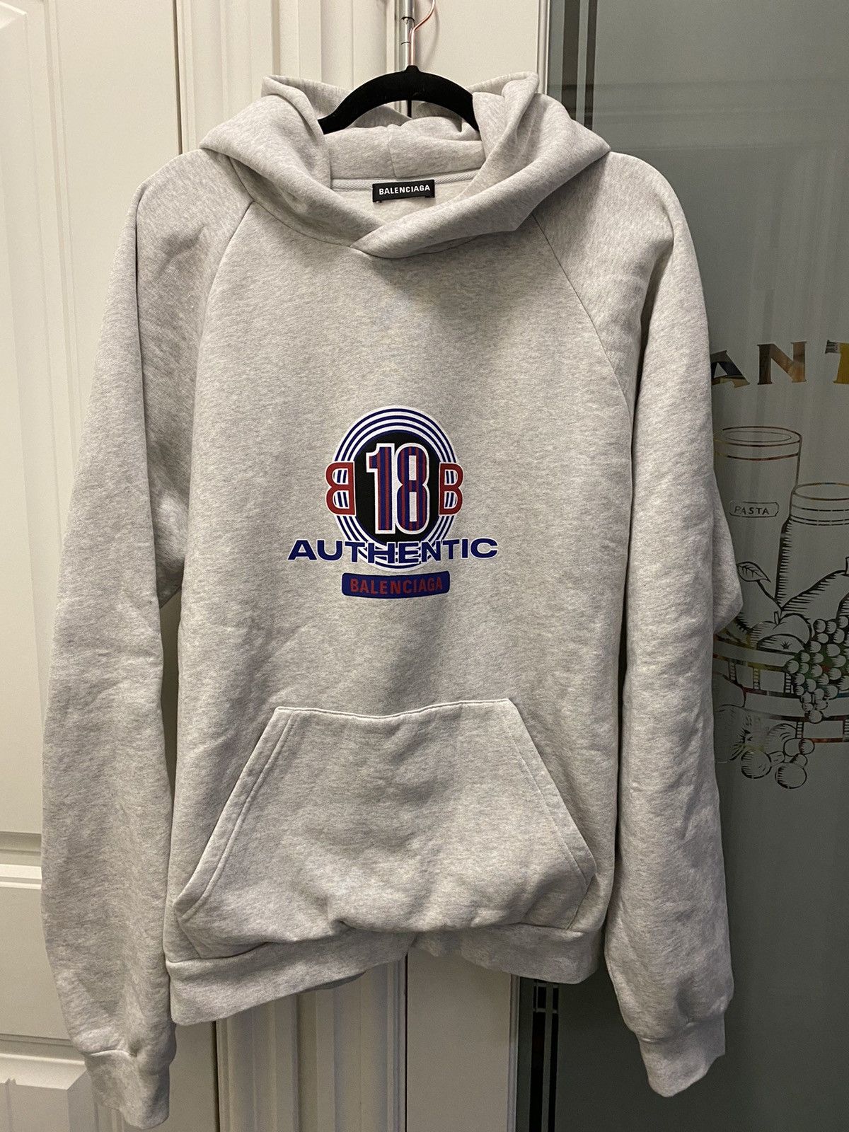 image of Balenciaga Bb 18 Authentic Logo Hoodie in Heaher Gray, Men's (Size XL)