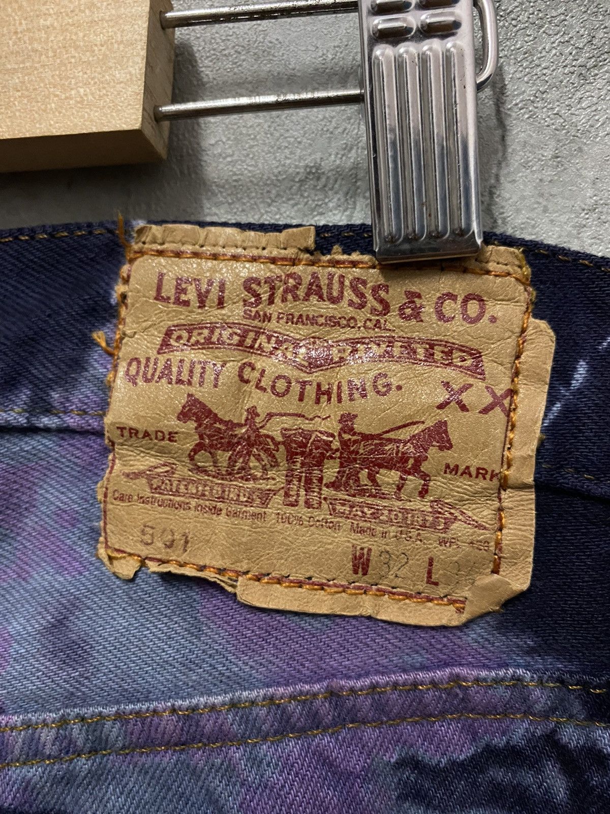 Levi's Vintage Levis 501 532 Button Psychedelic Tie Dye Denim Size US 32 / EU 48 - 15 Thumbnail