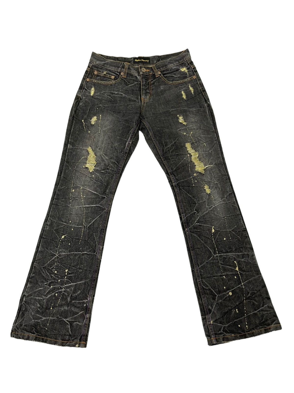 Flare Jeans Nylaus Distress Denim Honeycomb Painted 1🟦8