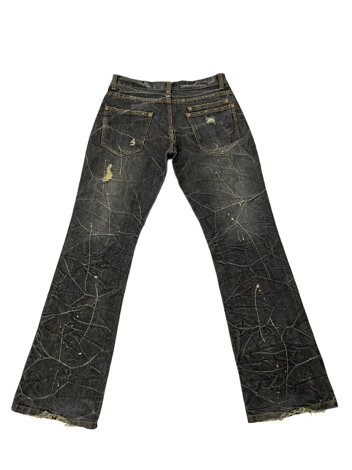 Flare Jeans Nylaus Distress Denim Honeycomb Painted 1🟦8