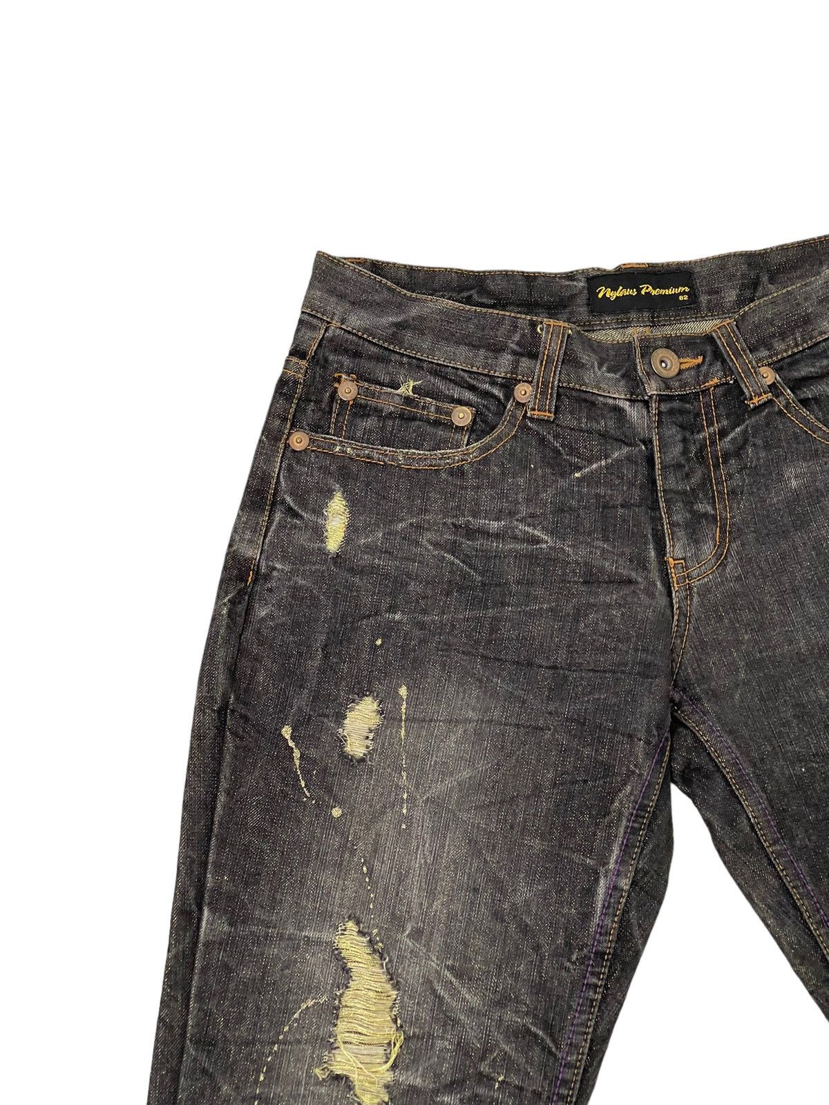 Flare Jeans Nylaus Distress Denim Honeycomb Painted 1🟦8