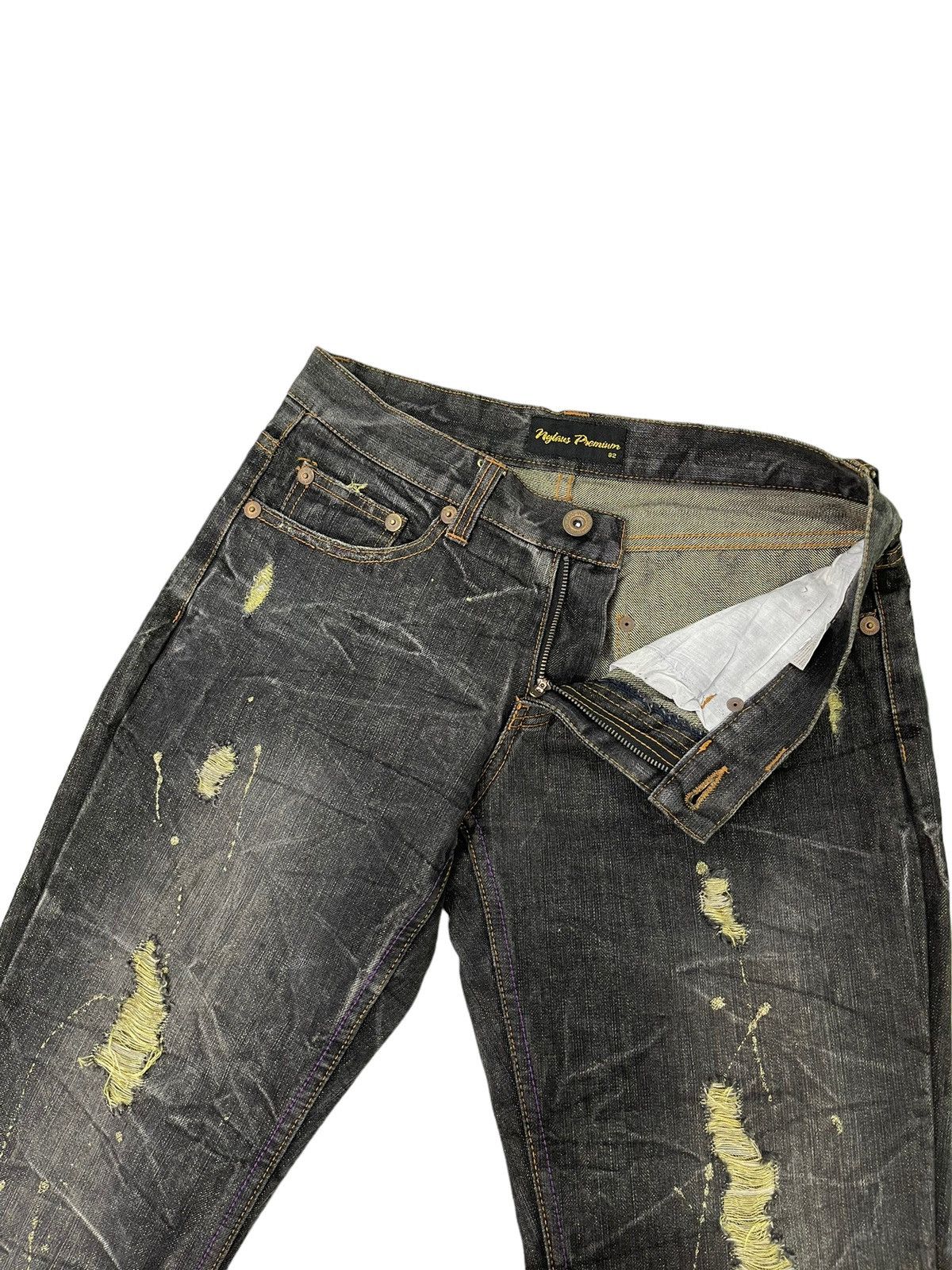Flare Jeans Nylaus Distress Denim Honeycomb Painted 1🟦8