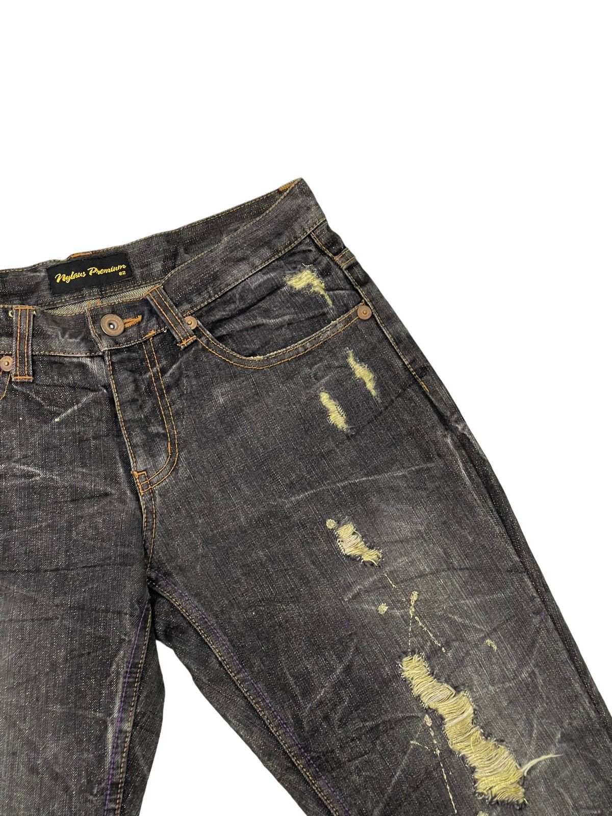 Flare Jeans Nylaus Distress Denim Honeycomb Painted 1🟦8