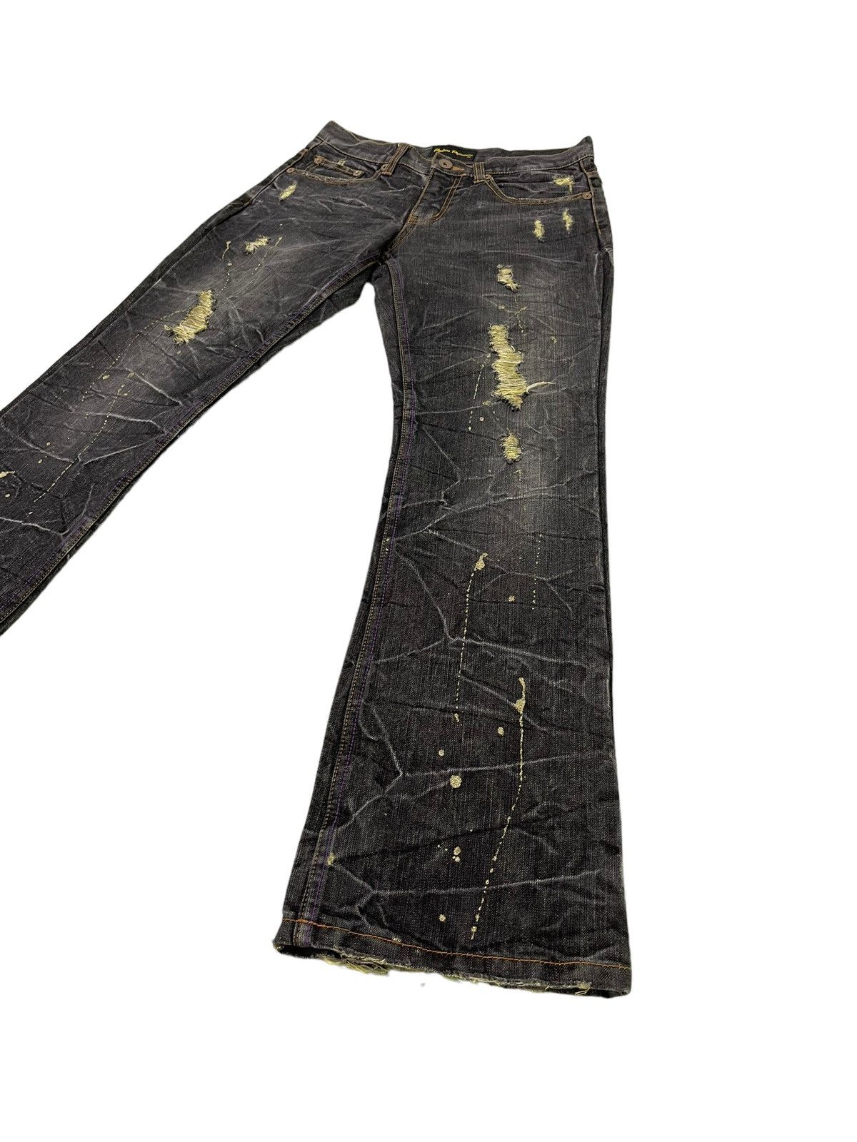 Flare Jeans Nylaus Distress Denim Honeycomb Painted 1🟦8