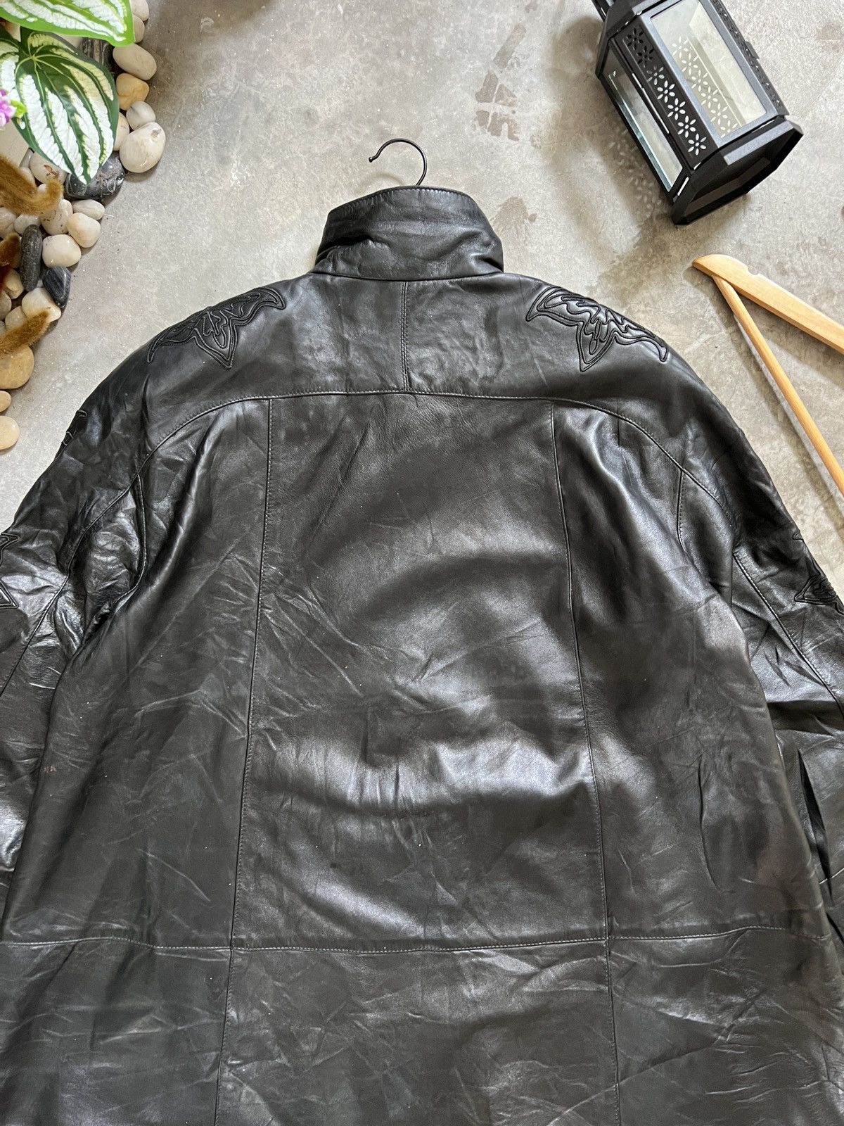 Japanese Brand × Vintage Vintage🏴‍☠️ Japanese Fully Leather Jacket Flower Embroidery Size US XL / EU 56 / 4 - 6 Thumbnail