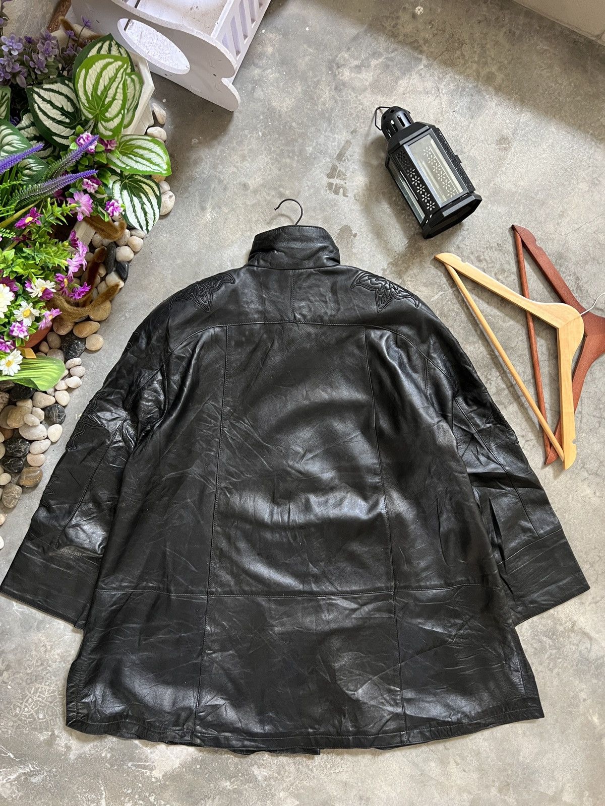 Japanese Brand × Vintage Vintage🏴‍☠️ Japanese Fully Leather Jacket Flower Embroidery Size US XL / EU 56 / 4 - 5 Thumbnail