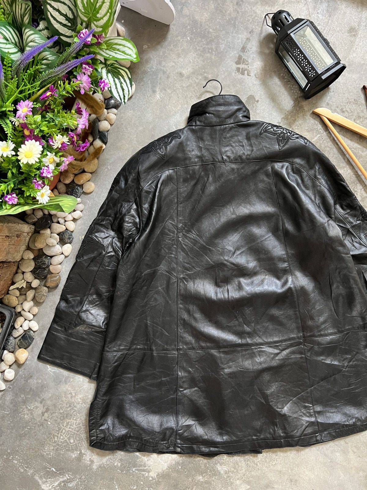 Japanese Brand × Vintage Vintage🏴‍☠️ Japanese Fully Leather Jacket Flower Embroidery Size US XL / EU 56 / 4 - 7 Thumbnail