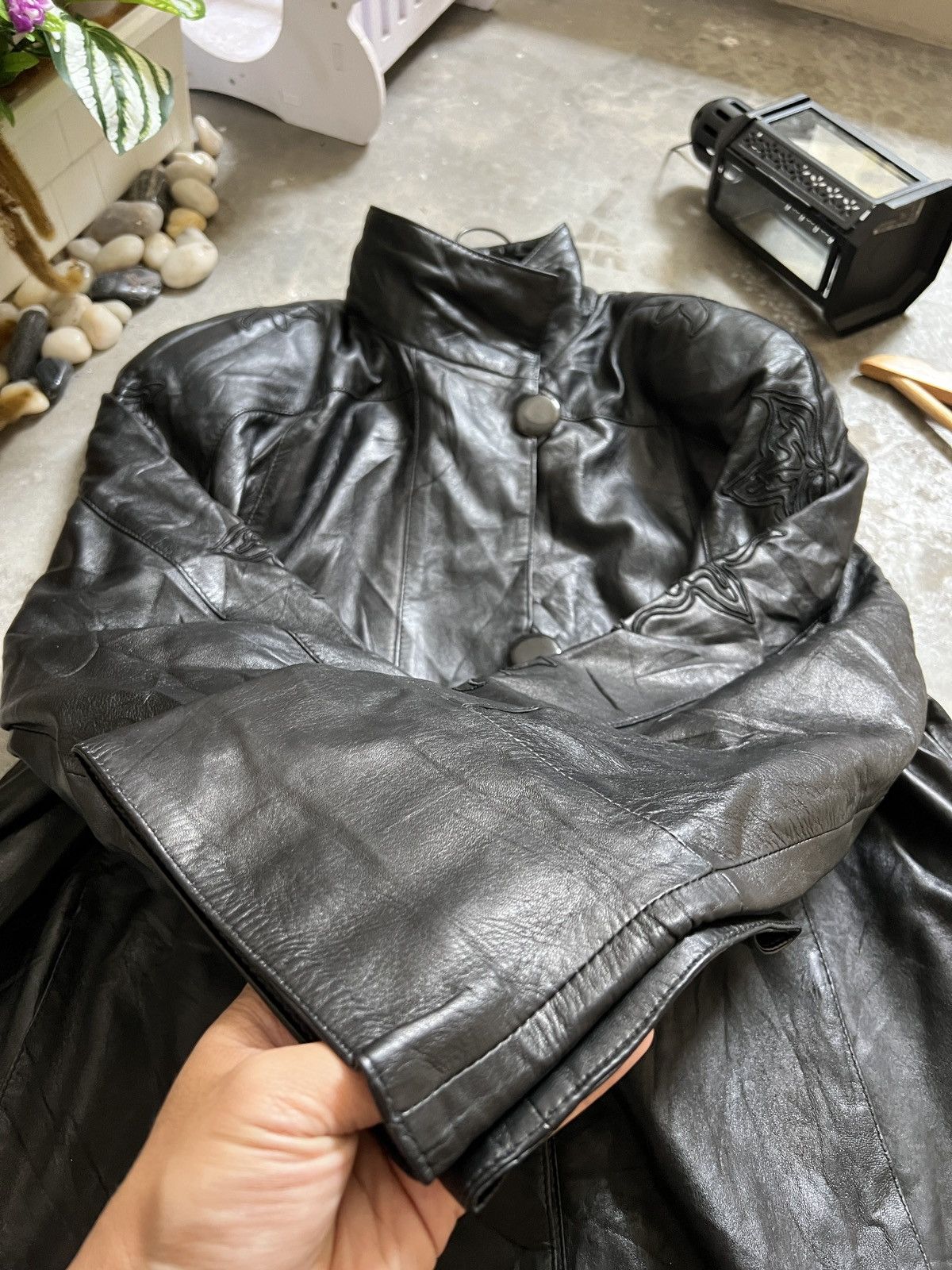 Japanese Brand × Vintage Vintage🏴‍☠️ Japanese Fully Leather Jacket Flower Embroidery Size US XL / EU 56 / 4 - 10 Thumbnail