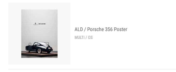 Aime Leon Dore ALD / Porsche 356 Poster Size ONE SIZE - 2 Thumbnail