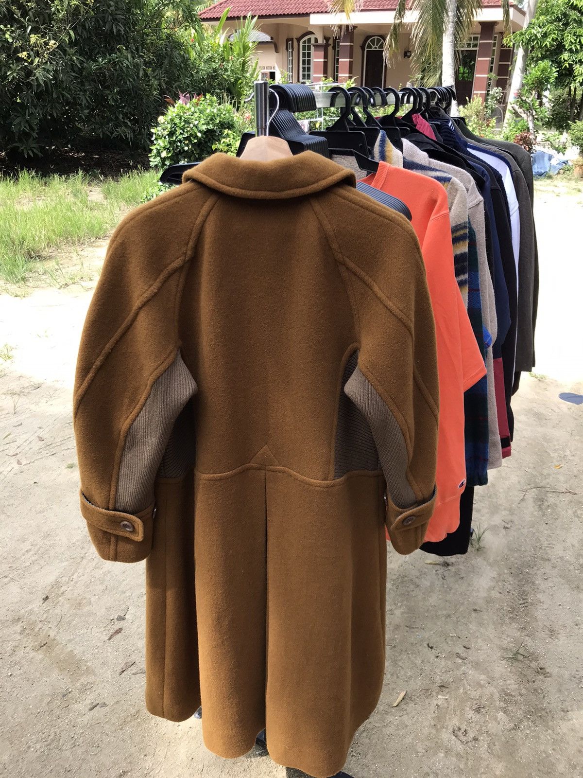 Issey Miyake Mercibeaucoup Japan Wool Blend Rib-Panel Overcoat Brown Size US M / EU 48-50 / 2 - 2 Thumbnail