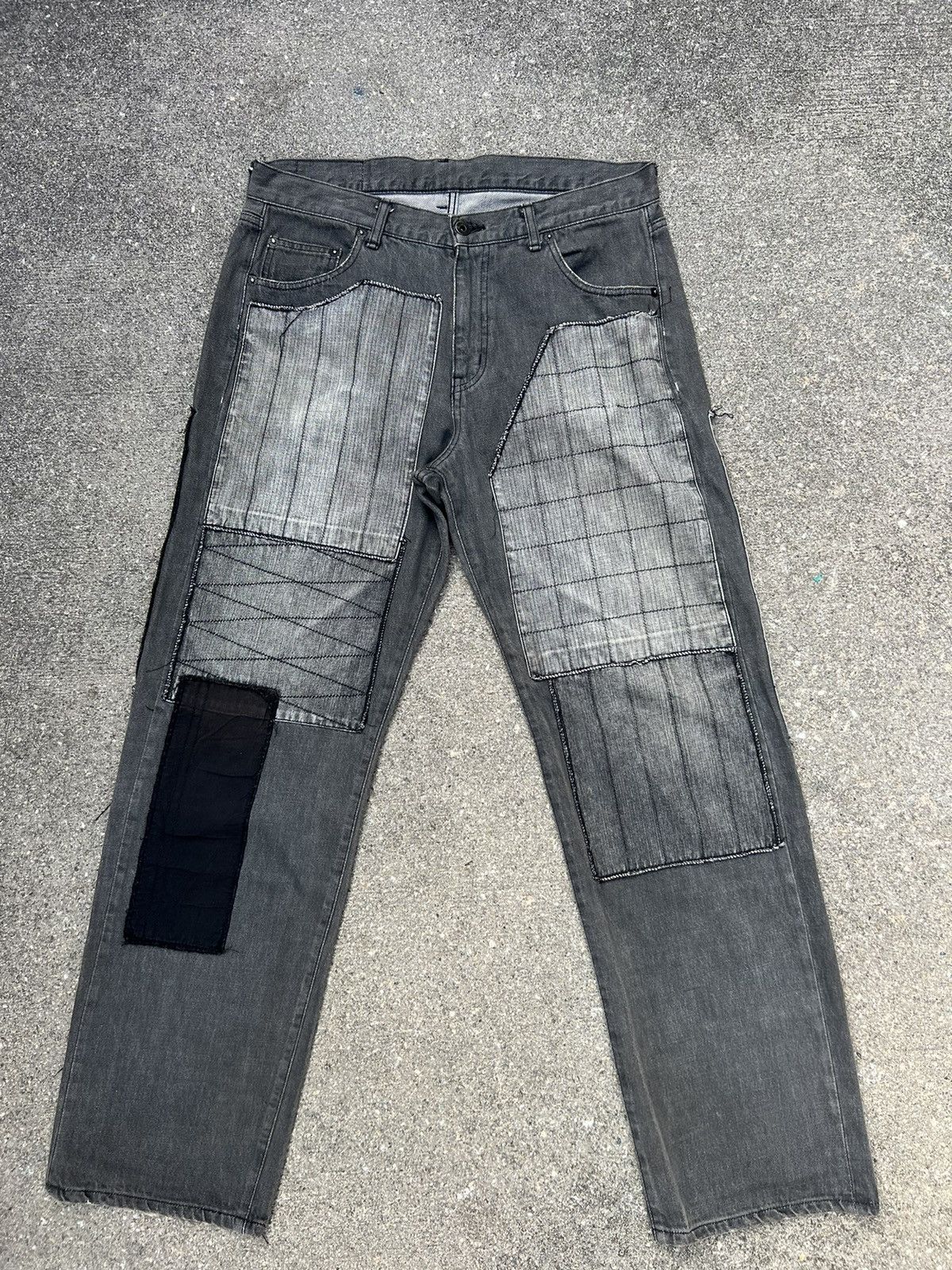 Neighborhood × Vintage Vintage 2002 Neighborhood Japan Patchwork Denim Black Jeans Size US 33 - 1 Thumbnail