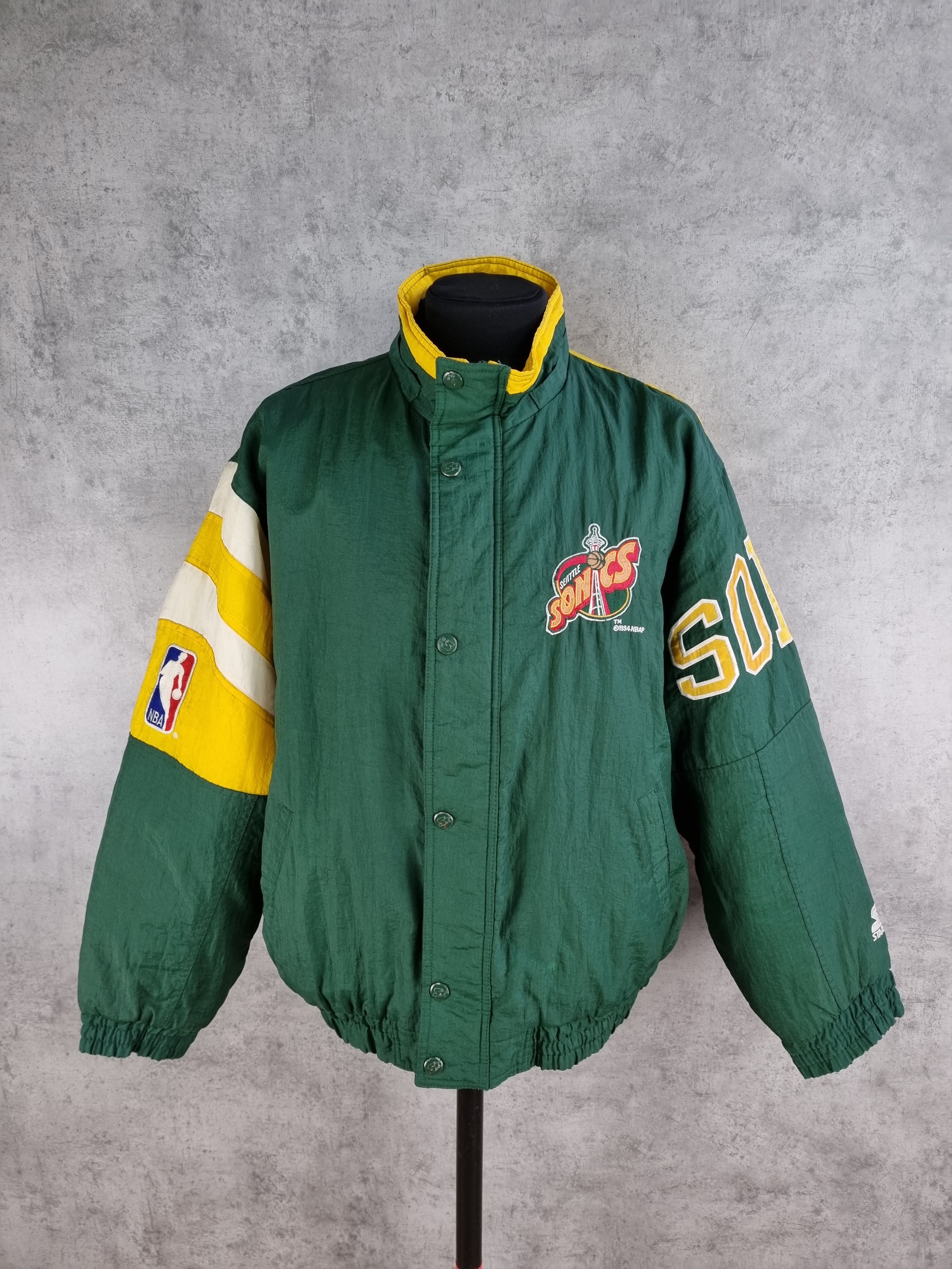 NBA × Starter × Vintage 1994 Seattle Sonics NBA Basketball Bomber Nylon Jacket Size US L / EU 52-54 / 3 - 18 Thumbnail