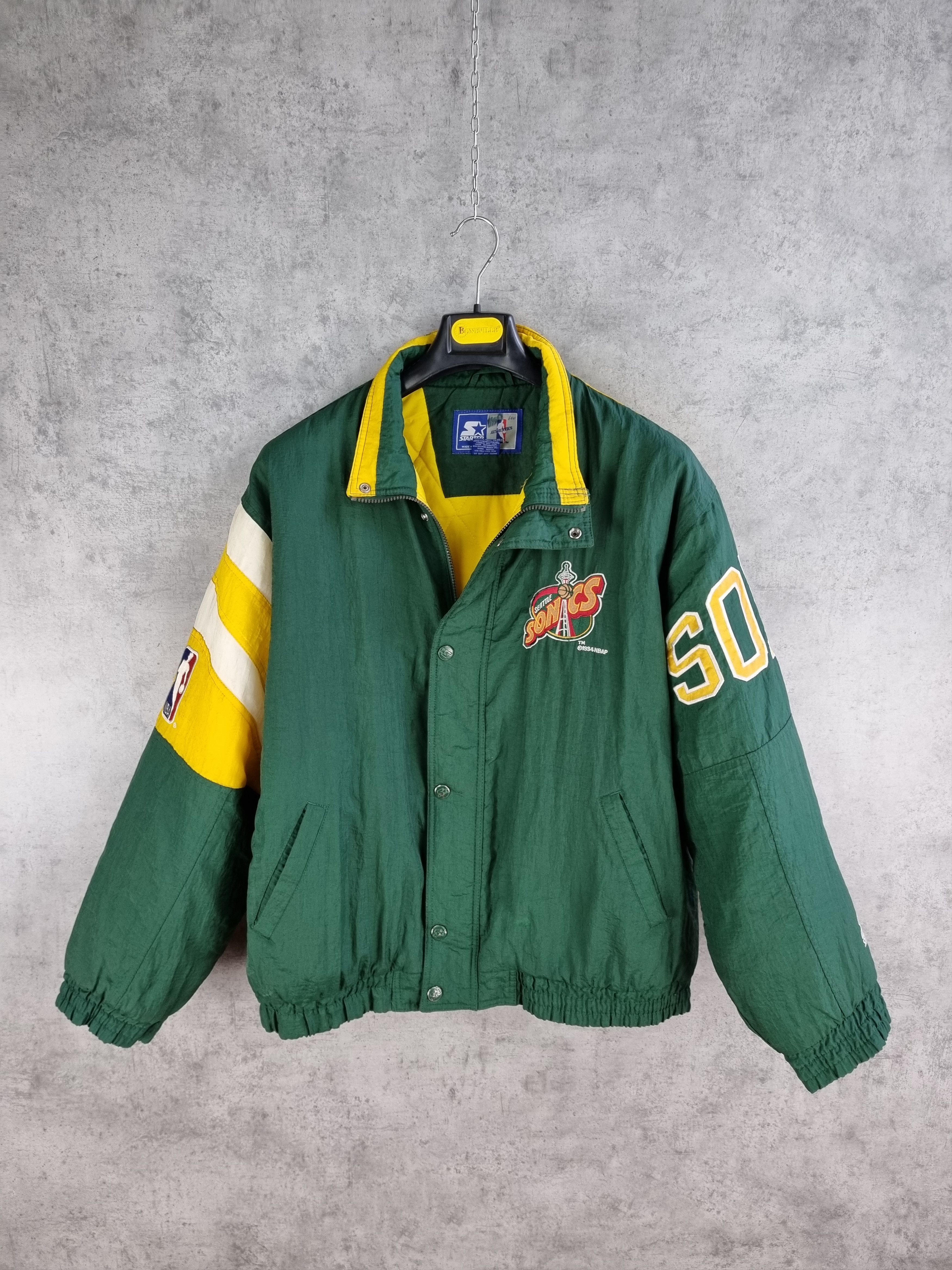 NBA × Starter × Vintage 1994 Seattle Sonics NBA Basketball Bomber Nylon Jacket Size US L / EU 52-54 / 3 - 2 Thumbnail