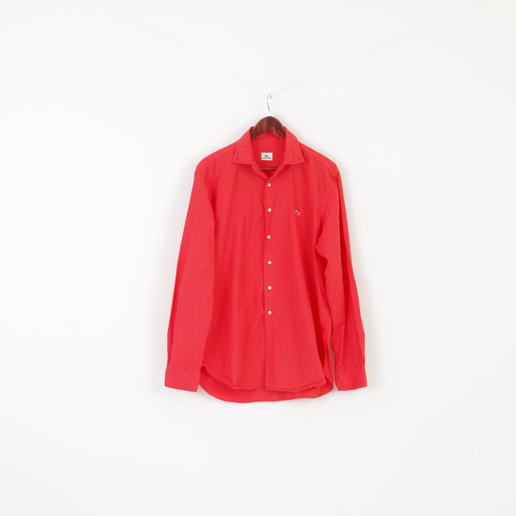 Lacoste Lacoste Men 42 L Casual Shirt Red Cotton 7725 Size US L / EU 52-54 / 3 - 1 Thumbnail