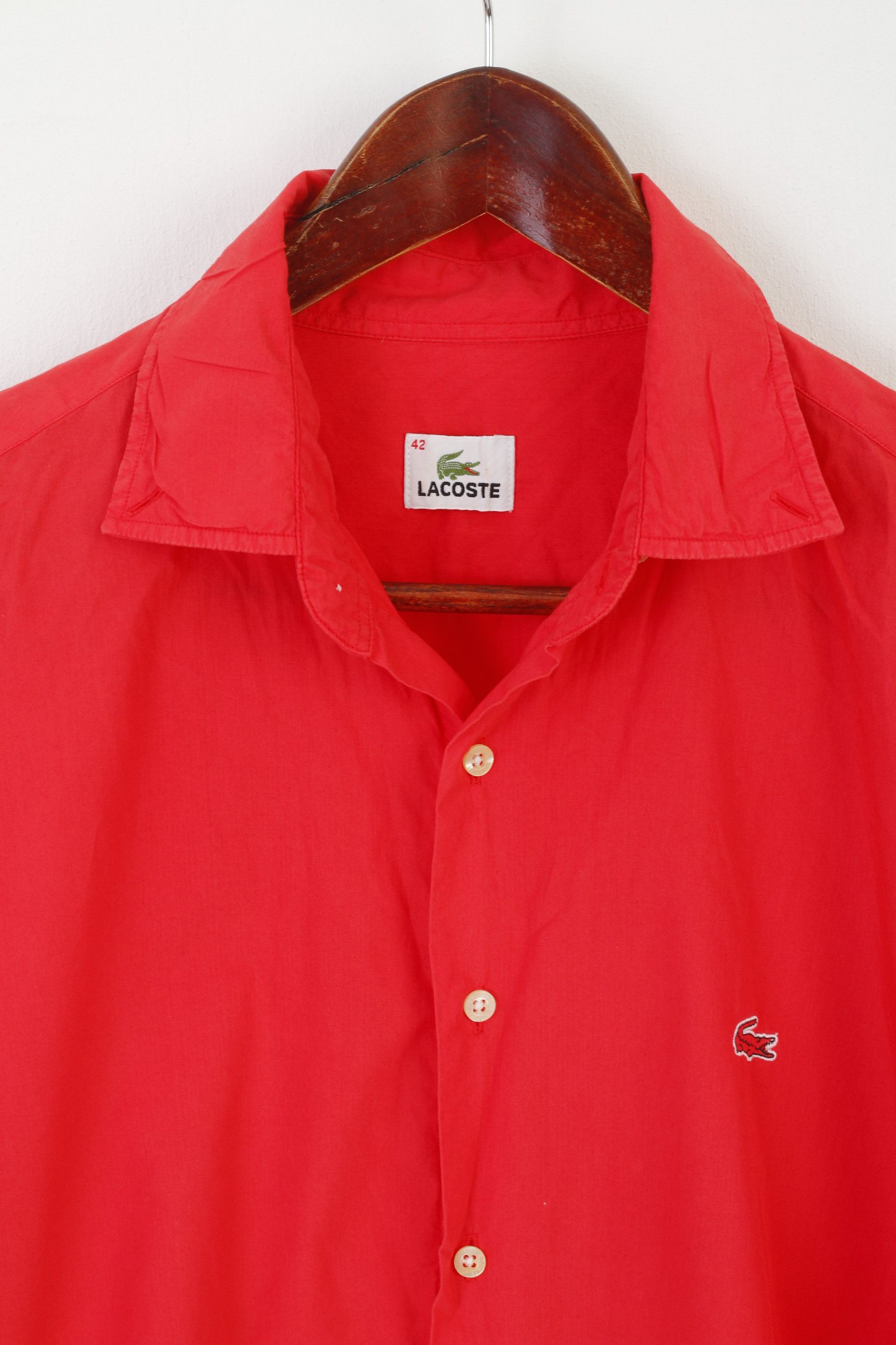 Lacoste Lacoste Men 42 L Casual Shirt Red Cotton 7725 Size US L / EU 52-54 / 3 - 2 Thumbnail