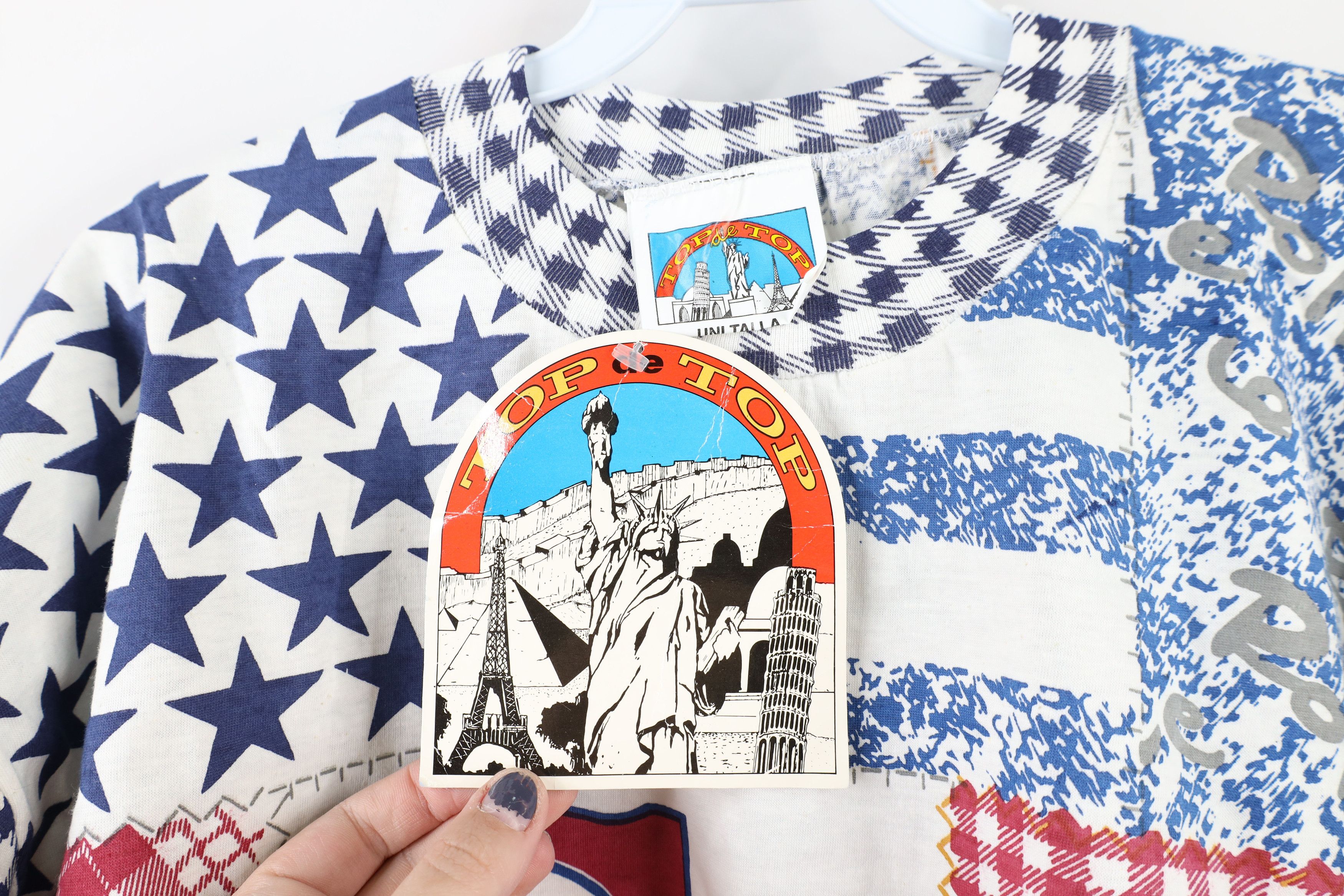 Vintage NOS Vintage 90s Streetwear Print Sports Patchwork T-Shirt Size US XL / EU 56 / 4 - 6 Thumbnail